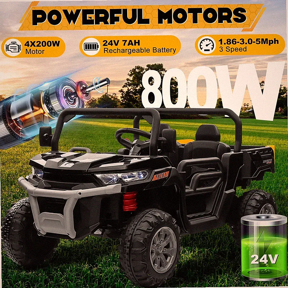 24V Ride on Dump Truck, 2 Seater Kids UTV Electric Car w/2.4G Remote Control, 4