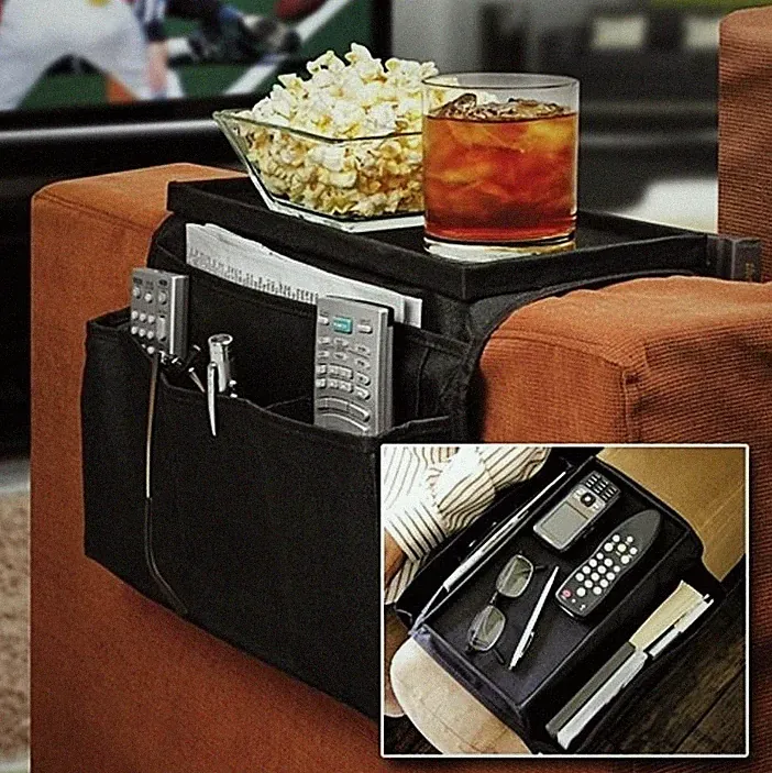 ARMCHAIR Remote Control Holder Sofa Arm Rest Organizer Caddy Table