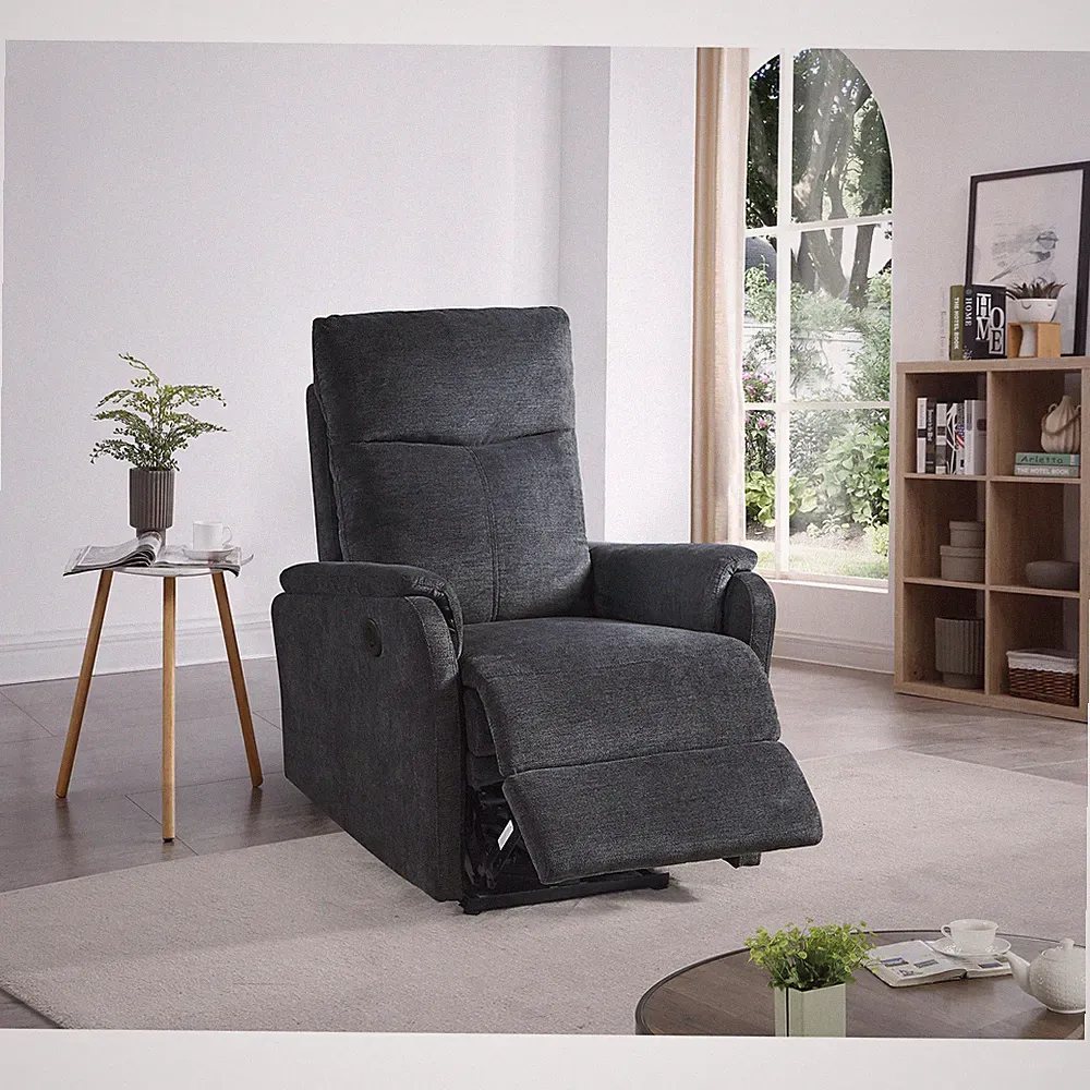 Fabric Recliner Chair W/USB Charger Single Sofa Home Theater Seating Living Room