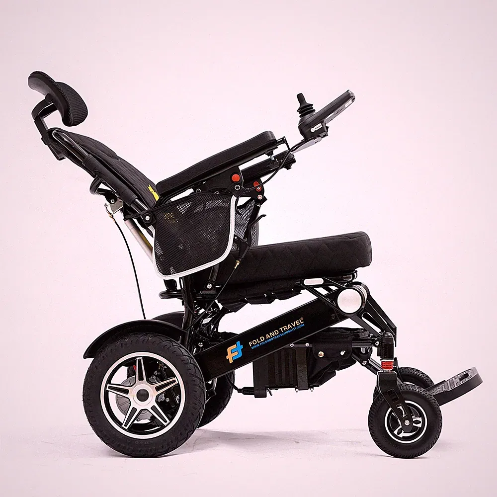 Fold And Travel Manual Recline Remote Control Electric Power Wheelchair - Black