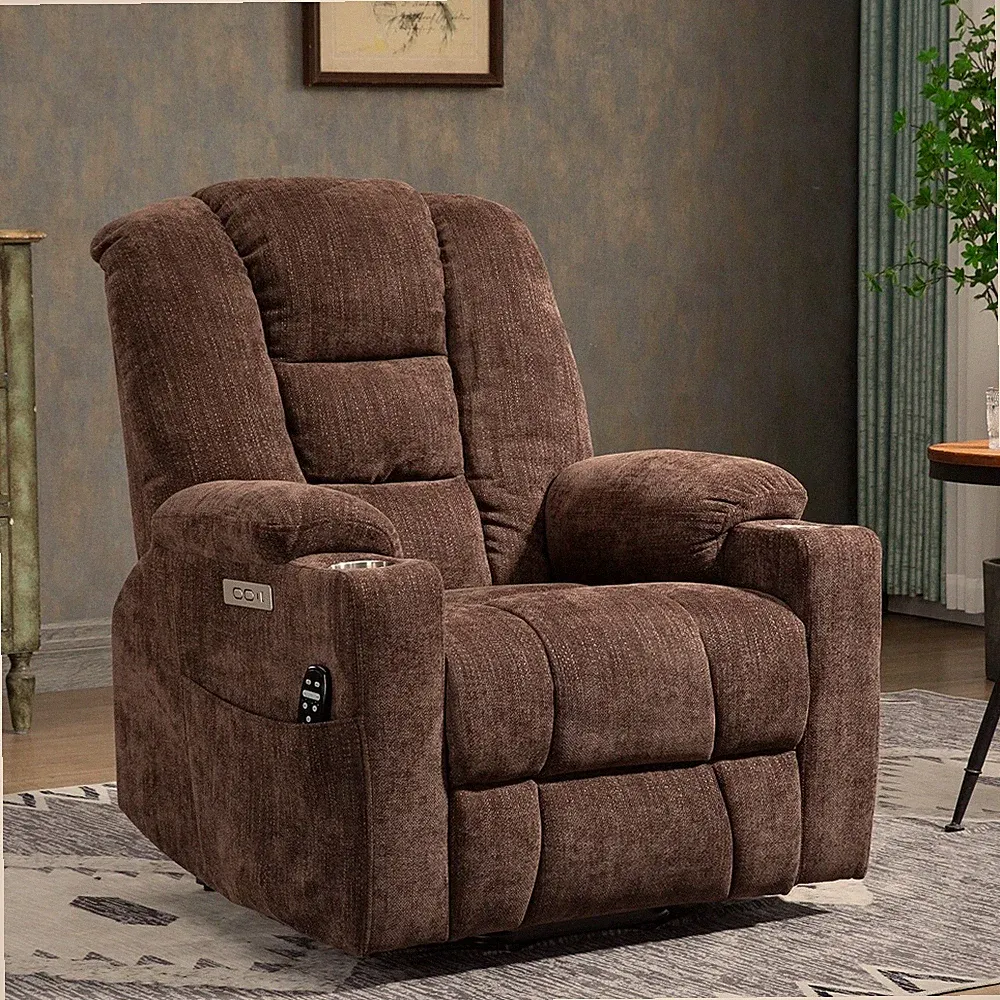 Large Power Lift Recliner Chair with Massage and Heat for Elderly USB Cup Holder