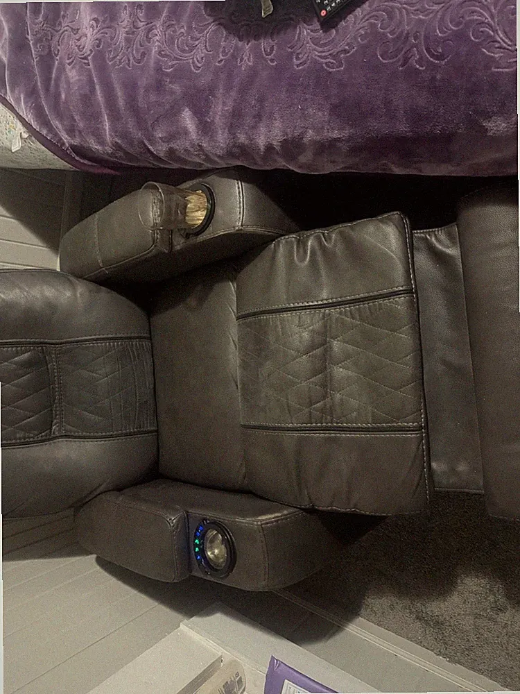 leather recliner chair used/ 75 inche lg tv with remote