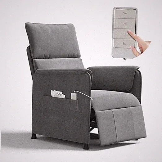 Recliner Chair，Electric Adjustable Chenille Recliner with Grey(flannelette)