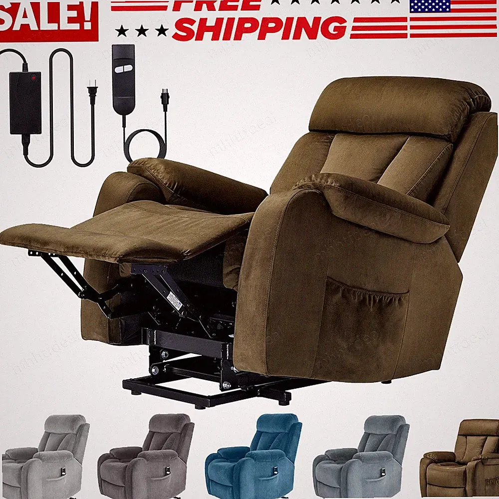 Recliner Chair Power Lift for Elderly Remote Control Comfy Single Sofa W/Remoter